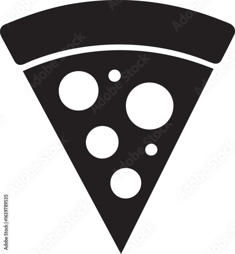 Silhouette style vector minimal pizza logo design, simple black color food illustration icon, modern fast food slice line art branding symbol for Adobe Stock, restaurant business identity, and profess