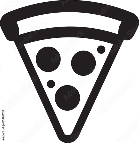 Silhouette style vector minimal pizza logo design, simple black color food illustration icon, modern fast food slice line art branding symbol for Adobe Stock, restaurant business identity, and profess