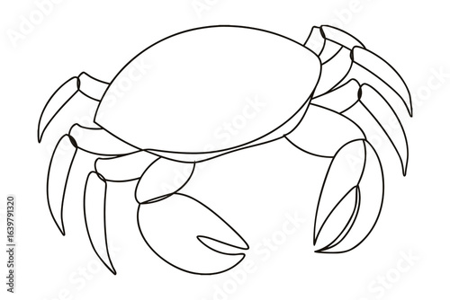 Minimalist single line drawing a crab crustacean seafood