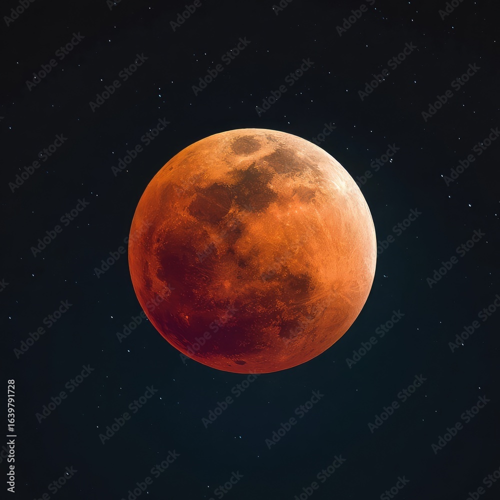 Obraz premium The moment of a total lunar eclipse glowing in the night sky. 