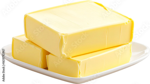 3D Block Of Butter Render with Transparent Background