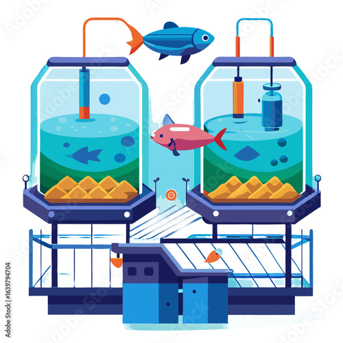 AI-powered fish farming tanks with automated feeders