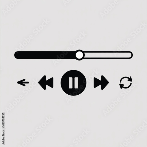 Media Player Controls With Slider pause skip