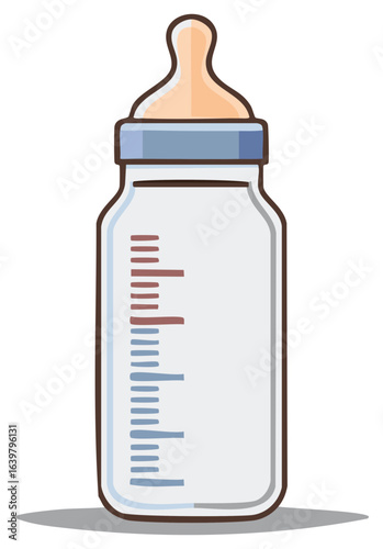 Simplified Baby Bottle Illustration for Infant Feeding, Newborn Care, and Childhood Development