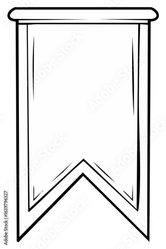 Single Hanging Banner or Pennant with Black Lines, Vertical Format, Perfect for Logos or Graphic Design