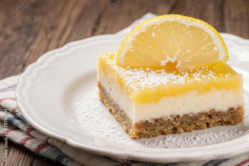 Plate of lemon bars for dessert