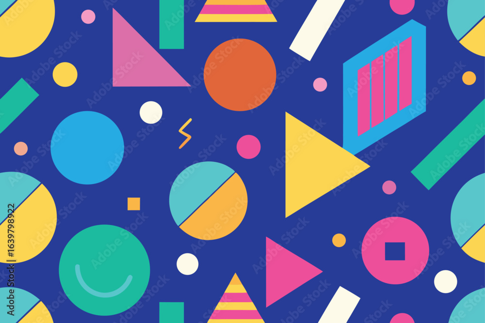 Fototapeta premium Seamless retro vector pattern with colorful circles, a flat design for web and social media infographics