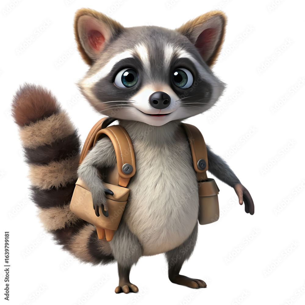 Obraz premium Ready for Adventure A Curious Raccoon Traveler