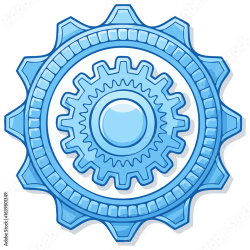 Blue Gear Wheels Illustration, Cogwheel Design, Technical Mechanics, Machine Elements