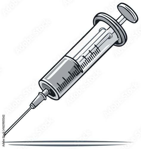 Illustration of Hypodermic Needle Syringe Medical Tool Injecting Substance