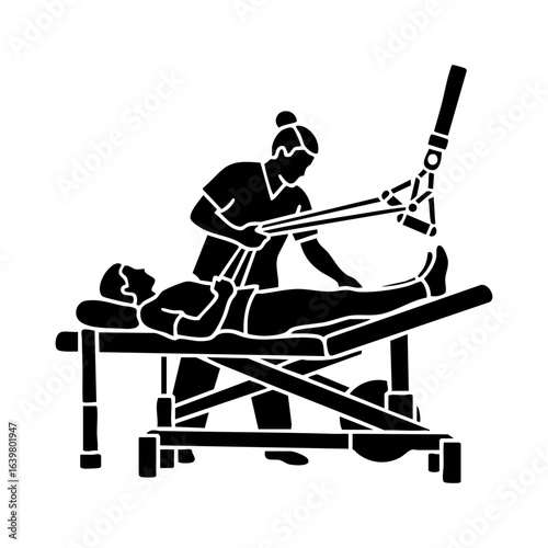 Physical Therapist Patient Assistance Vector Illustration