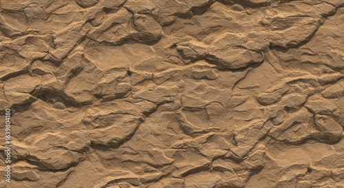Seamless texture of rough fractured brown rock with shadows