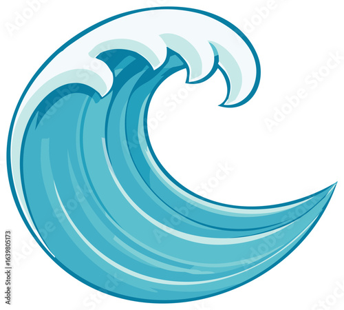 Wallpaper Mural Stylized Blue Ocean Wave with White Foam Crest illustration Torontodigital.ca