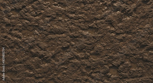 Wet uneven brown mud with small puddles
