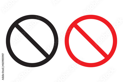 forbidden sign not allowed in red and black . ban icon symbol . stop entry sign . slash icon . prohibited mark.