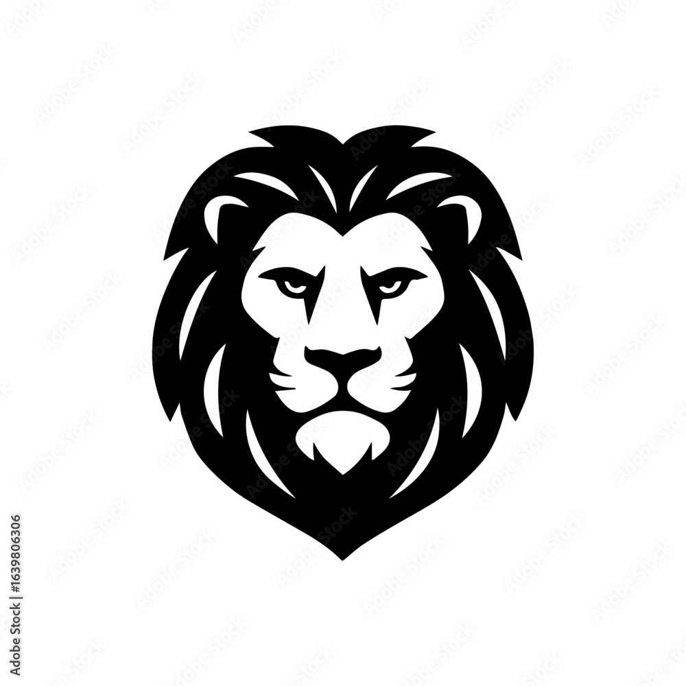 Obraz premium Lion face logo in black and white vector