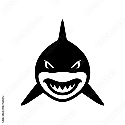 shark head logo in black and white vector