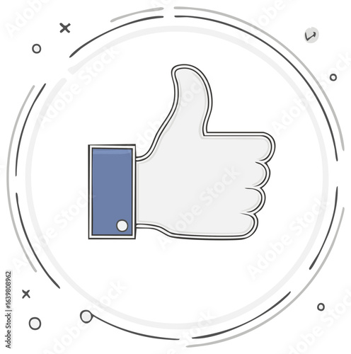 Hand drawn like icon with thumbs up gesture for social media approval