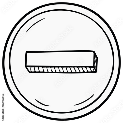 Hand drawn minus sign within a circle icon design, no entry symbol isolated