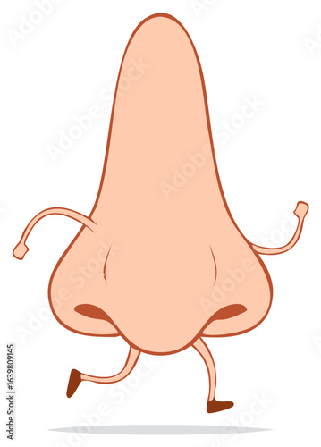 Cartoon Nose Running Away Health Illustration Character Body Part Anatomy