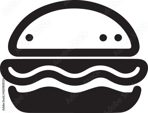 Silhouette Style Vector Minimal Burger Logo Design – Modern and Clean Graphic Template for Restaurants, Fast Food Brands, Food Delivery Services, Cafe Branding, and Professional Business Identity in E