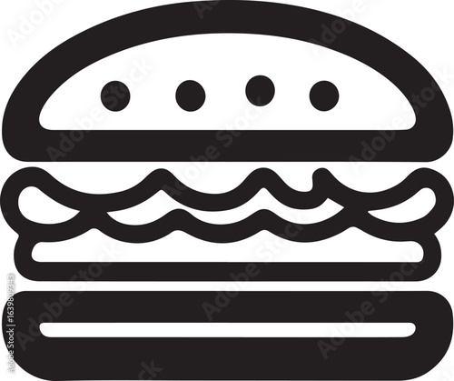 Silhouette Style Vector Minimal Burger Logo Design – Modern and Clean Graphic Template for Restaurants, Fast Food Brands, Food Delivery Services, Cafe Branding, and Professional Business Identity in E