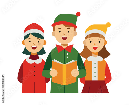 Festive Christmas carolers graphic elements perfect for seasonal clipart and design