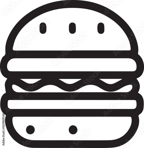 Silhouette Style Vector Minimal Burger Logo Design – Modern and Clean Graphic Template for Restaurants, Fast Food Brands, Food Delivery Services, Cafe Branding, and Professional Business Identity in E