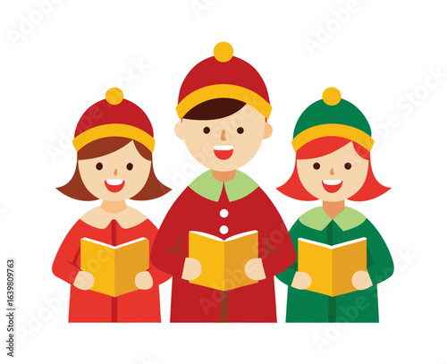 Christmas carolers vector illustration of festive singing group for holiday clipart