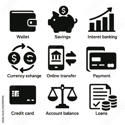 finance and banking icons set