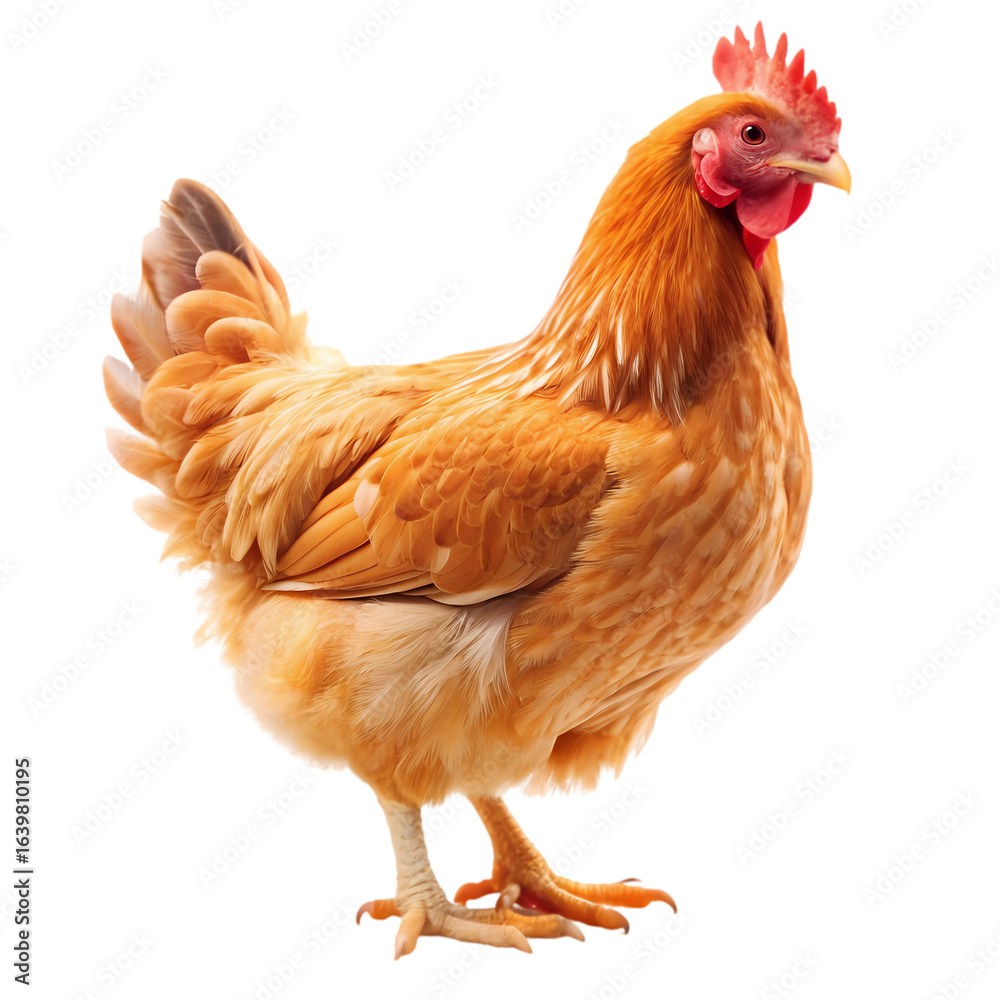 Fototapeta premium Brown Hen on White Background