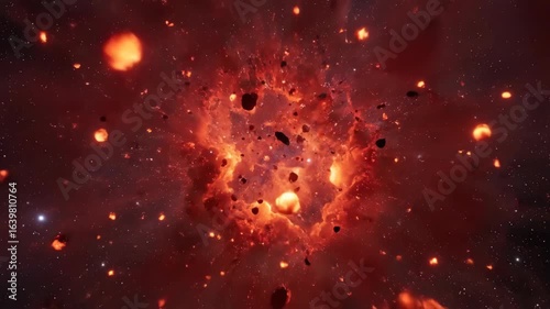 Exploding Star Generating Intense Energy and Light in Deep Space