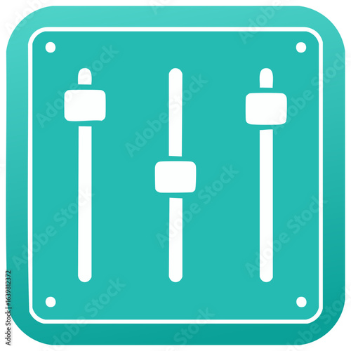 Turquoise Sound Mixer Icon with Sound Controls, Audio Mixing Panel Illustration