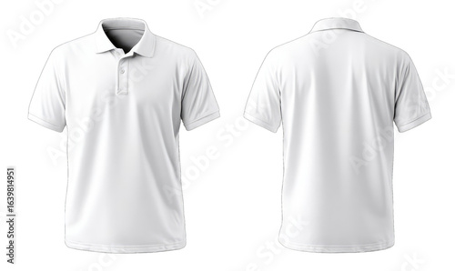Front and back view of a blank white polo shirt (1)