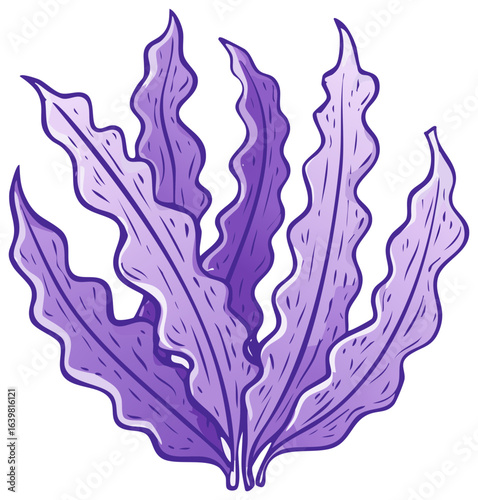 Graceful Cluster of Purple Seaweed Featuring Organic Shapes and Flowing Lines, a Hand Drawn Vector Illustration