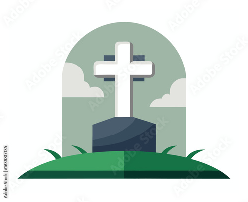 Graveyard Cross Vector Illustration Clipart for Halloween and Gothic Design