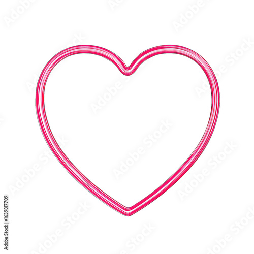 A vibrant, outlined pink heart shape