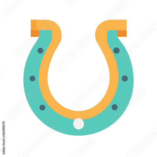 Horseshoe icon in teal and gold for good luck