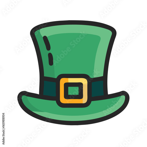 Green leprechaun hat icon for St Patrick’s Day