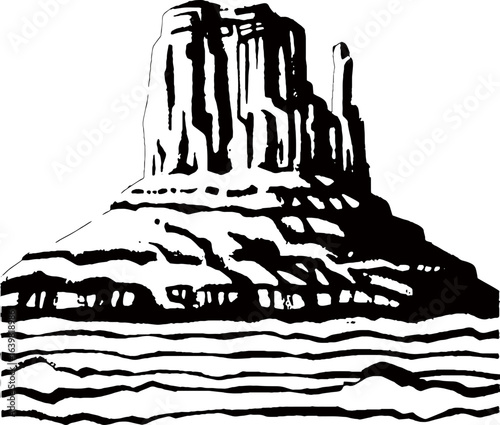 abstract design of American wild west desert with cowboys - hand drawn Black illustration. Ilustraciones del viejo oeste. PNG.JPG. VEKTOR