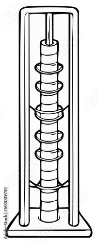 A technical line drawing of a high voltage power line insulator component on a stand