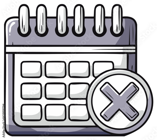 Calendar icon with large X mark symbolizing cancelled date or deleted event