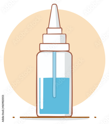 Nasal Spray Bottle with Blue Liquid for Cold and Allergy Relief Illustration