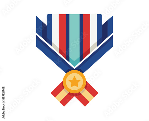 Patriotic Medal and Ribbon Vector Layout Illustration for Decorative Clipart