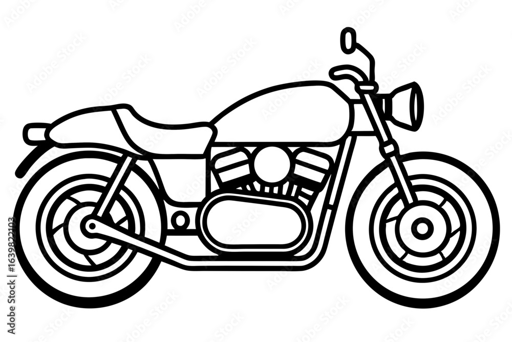 Fototapeta premium Classic Café Racer Motorcycle with Low Handlebars on Street – Vintage Custom Bike Design
