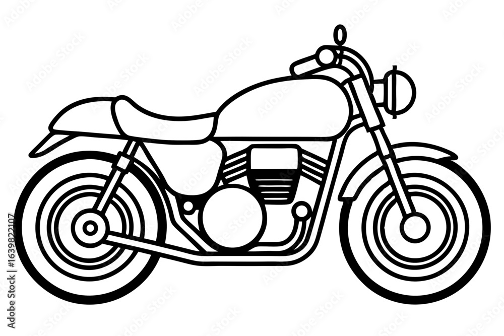 Fototapeta premium Classic Café Racer Motorcycle with Low Handlebars on Street – Vintage Custom Bike Design