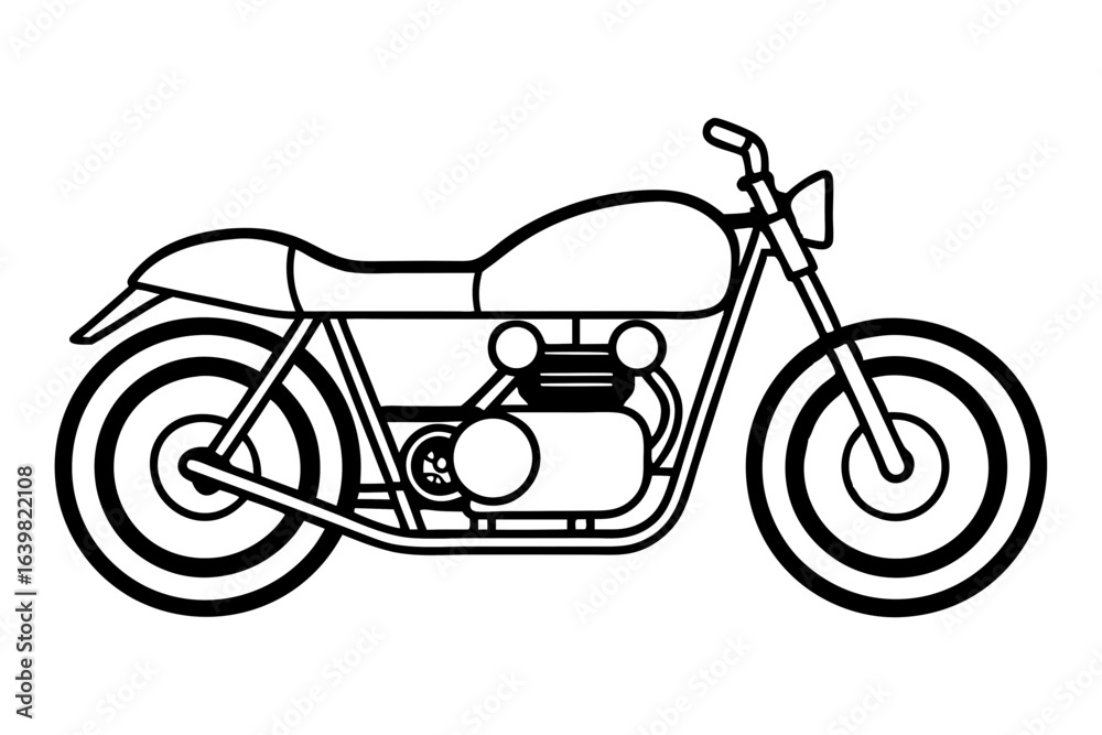 Fototapeta premium Classic Café Racer Motorcycle with Low Handlebars on Street – Vintage Custom Bike Design