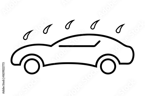 Car in Rain with Wipers On - Minimal Line Art Illustration