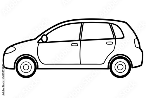 Compact Hatchback Car Icon – Simple Vehicle Silhouette Vector