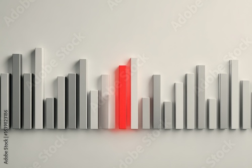 Abstract Bar Graph with Red Highlight on White Background